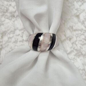 Stampd Black and Pink Striped Dome Ring